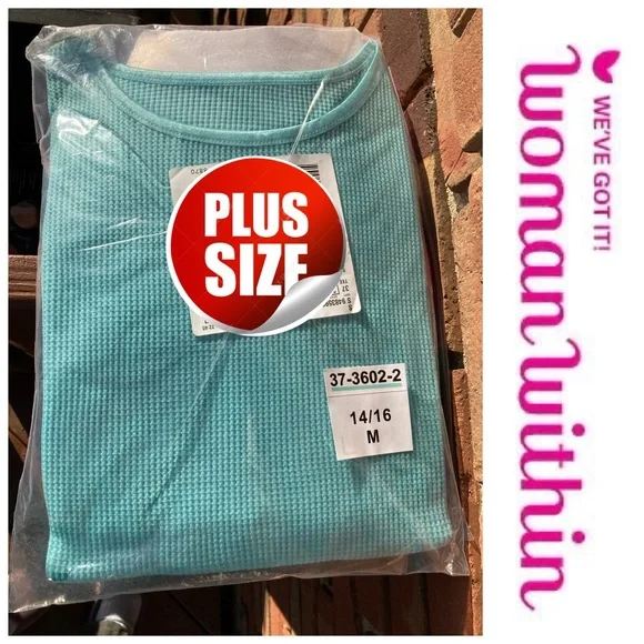 14/16 1X Woman Within Short Sleeve Waffle Thermals Bundle - Picture 12 of 12